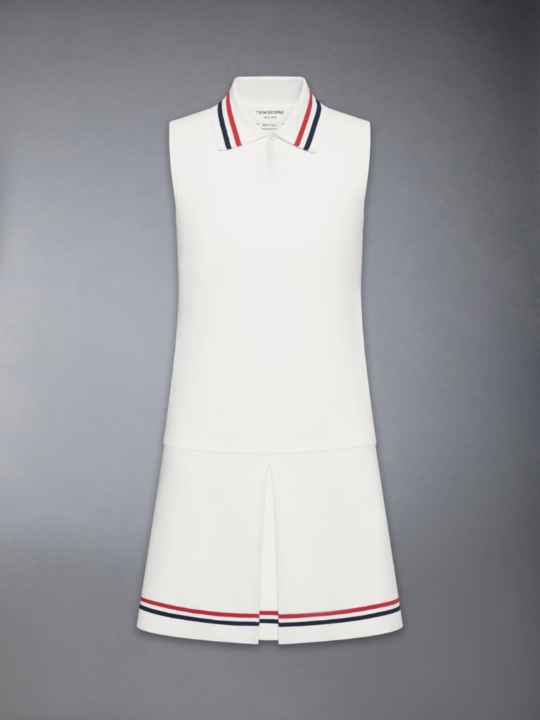 Thom Browne Stripe Pleated Tennis Mini Dress